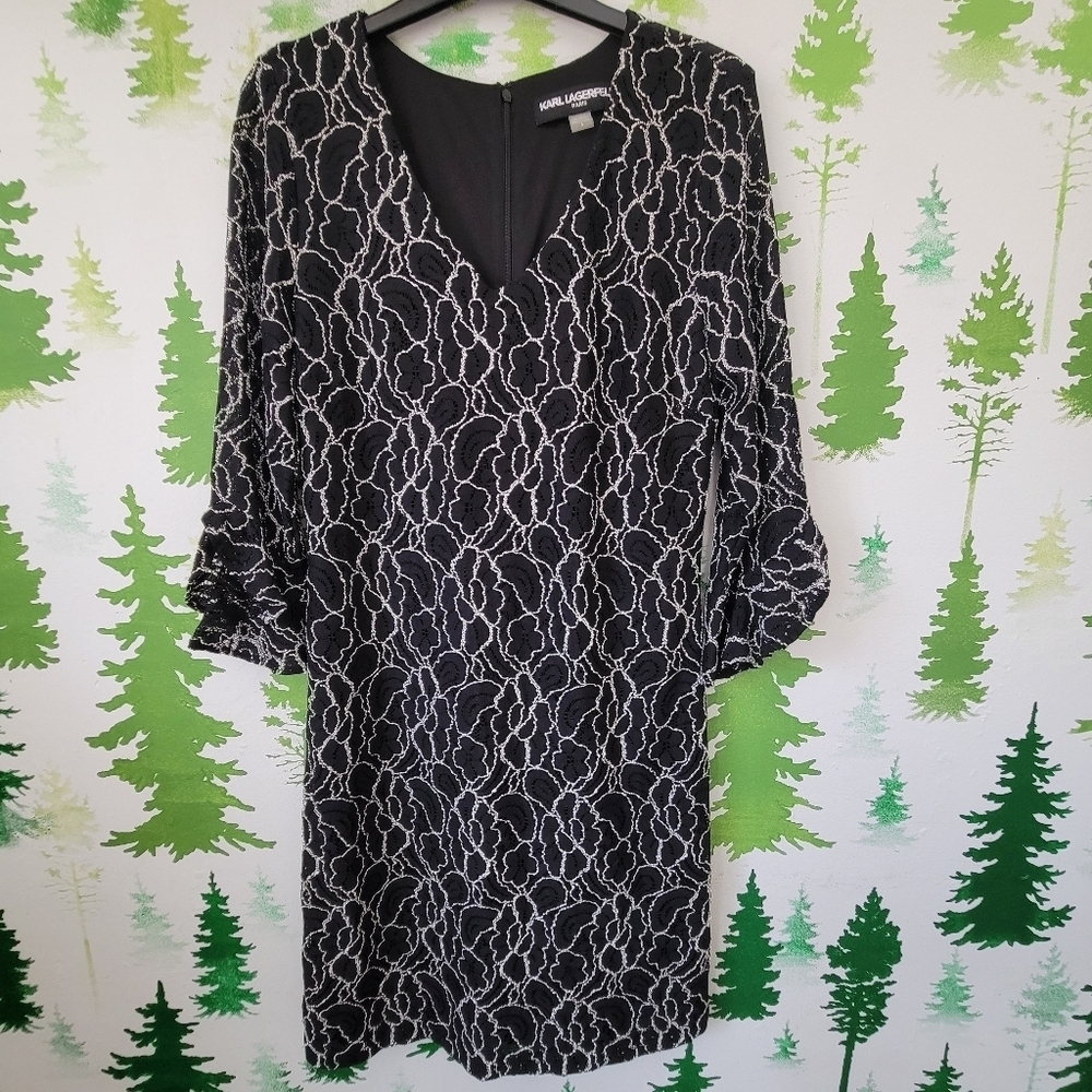 Karl Lagerfeld Paris Floral Lace Dress.